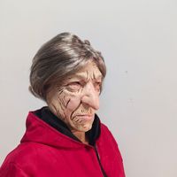 Masque de grand-mère réaliste en gros d'usine avec perruque, masque de fête amusant en latex souple pour femme âgée, masque intégral pour la tête