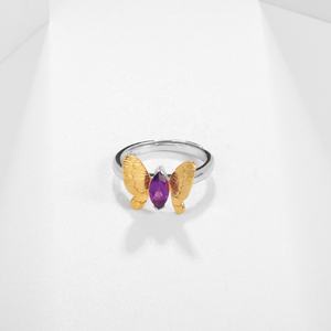 Anillo de plata de primera ley y Topacio azul <span class=keywords><strong>para</strong></span> mujer, sortija, plata esterlina 925, piedra preciosa, diseño mariposa, minimalista, joya ajustable - Product Image 4
