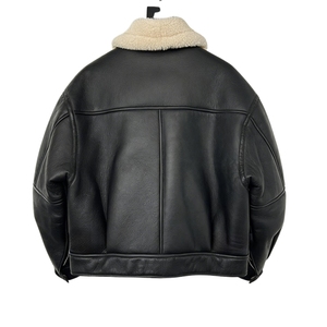 Chaqueta de Cuero Estilo Motero Vintage para Hombre con Cuello de Borrego, Ajuste Holgado, Chaqueta de Motociclista, Cuero Genuino/PU, Ropa Exterior Retro - Product Image 4