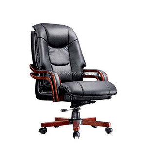 Silla de Oficina Ergonómica Giratoria de Lujo Superior con Patas de Madera y Reposabrazos Ejecutivos de Cuero PU para Uso en Hospitales y Escuelas - Product Image 6