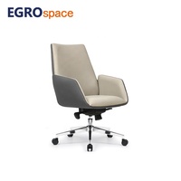 Chaise de bureau de direction ergonomique pivotante en cuir de luxe à dossier moyen EGROspace Factory Commercial Furniture