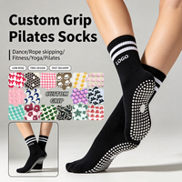 Chaussettes de yoga antidérapantes en coton pour femmes, idéales pour le ballet, le Pilates et la barre, avec grip, design personnalisé pour le sport