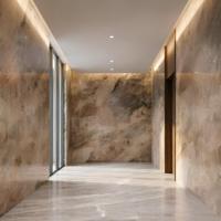 Marbre poli de couleur brun foncé riche et profond, moderne et luxueux, pour les sols des salles à manger, des chambres d'hôtel, des bibliothèques, des villas et des couloirs.