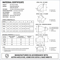 Raccords sans soudure SS316L prêts pour l'hydrogène SCH40S ASTM A403, coude 45° et 90°, té égal, bride WN, ISO 9001