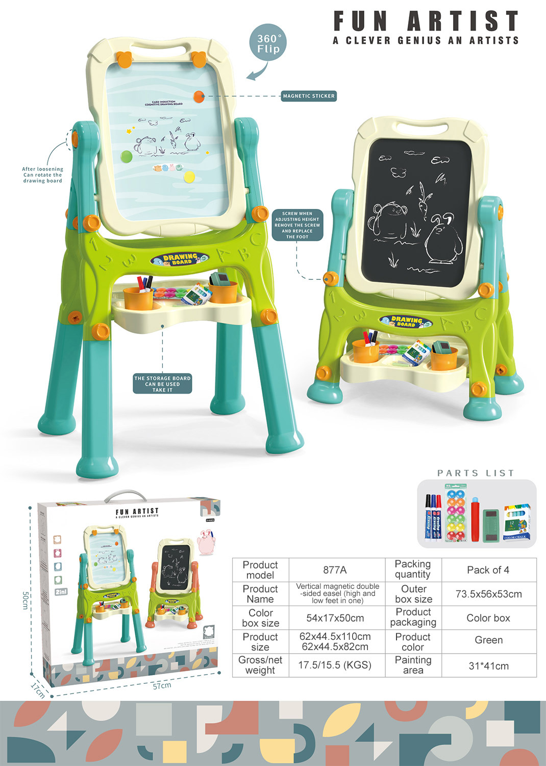 877A-Verde-Patas de mesa altas y bajas 2 en 1