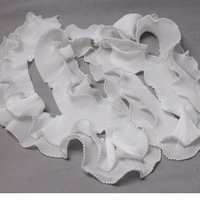 9cm Taille Double Couches Dentelle Plissée Blanc Élastique Maille Perle Lacets Vêtement Tissu Accessoires