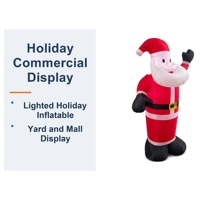 Père Noël gonflable lumineux agitant la main, décoration de Noël gonflable publicitaire avec souffleur d'air pour jardin et affichage en centre commercial