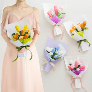 2025 <strong>Handmade</strong> <strong>Knitted</strong> Tulip Bouquet Soft Artificial Yarn <strong>Flowers</strong> for Graduation Mother's Day Christmas New Year Decor Gift for - Product Image 6