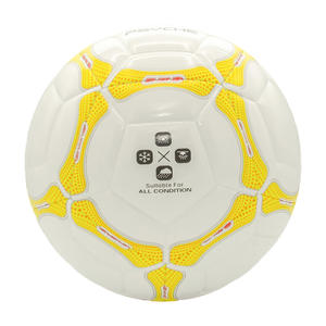 Metta alta qualità su misura macchina cucita formato ufficiale 5 PVC pallone da calcio giallo + bianco per allenamento uso esterno - Product Image 5
