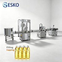 Línea de Llenado de Líquidos Totalmente Automática ESKO de Una Sola Cabeza con Dispositivo Integrado de Llenado y Tapado para Botellas de Plástico de Aceite Comestible