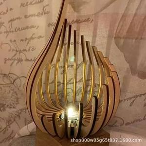 Wooden Candle Holder Tapered Shape Solid Wood Home Decoration Cup Shaped Candle Stand For Tabletop Use - Product Image 5