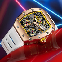 Reloj Mecánico Automático Onola 6829 para Hombre, Elegante, de Negocios, con Correa de Silicona, Impermeable, Transparente y Estilo Iced Out para Ocio
