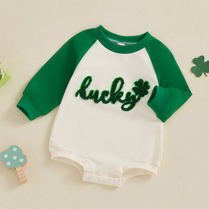 Infant Baby Girl Boy Saint <strong>Patrick</strong> <strong>s</strong> <strong>Day</strong> <strong>Outfit</strong> Wee Little Hooligan Bubble Romper Newborn Patchwork Playsuit - Product Image 4