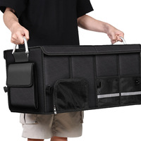 Organisateur de coffre de voiture pliable Oxford avec poche à chaussures indépendante, boîte de rangement imperméable multi-compartiments pour coffre de voiture, SUV, camion