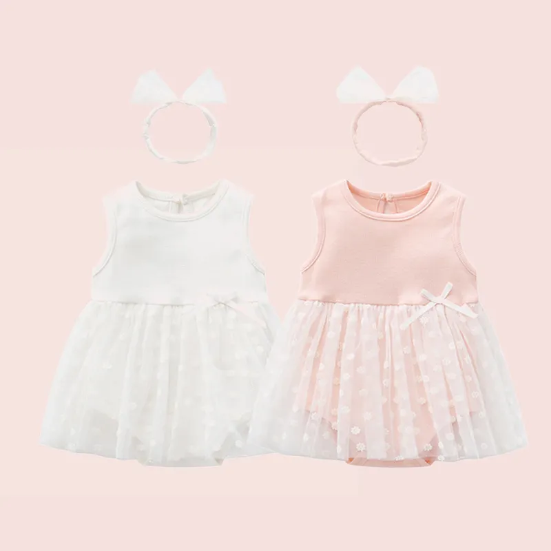 Grosir Pakaian Balita Katun Rajut 1 Tahun Baju Ulang Tahun Bayi Set Hadiah Gaun Musim Panas Tubuh Bayi Perempuan