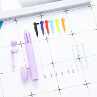 Dessin animé 6 couleurs en plastique stylo à bille étudiant mignon Journal marqueur multi-fonctionnel rétractable Gel stylos en gros