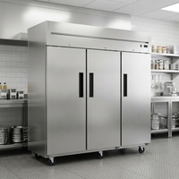 Congélateur vertical commercial Wetruth à 3 portes, en acier inoxydable, refroidissement par ventilateur, dégivrage automatique, commande numérique, pose au sol