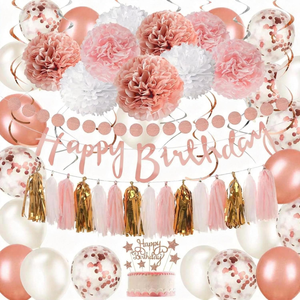 Joyeux Anniversaire – <span class=keywords><strong>Guirlande</strong></span> de ballons en latex et fleurs en or <span class=keywords><strong>rose</strong></span> pour décoration de fête - Product Image 4