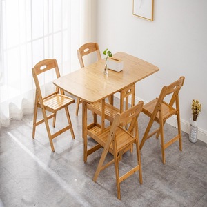 <b>Dining</b> <b>Table</b> And <b>Chairs</b> Set 5 Piece <b>Foldable</b> Wooden For Small Apartment Living Room - Product Image 1