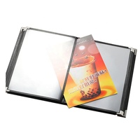 Porte-Menu en cuir PU, personnalisé, pour café, couverture de table transparente, 4 Pages à l'intérieur