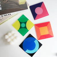 Sous-verre en acrylique transparent créatif de 5mm d'épaisseur en gros, napperons ronds multicolores pour la maison, la table, la cuisine et la barre.