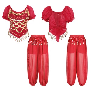 Traje de Danza del Vientre para Mujer, Pantalones Harem con Lentejuelas, Atuendo de Chifón para Actuación, Recital, Talento, Niñas, Personalizado - Product Image 3