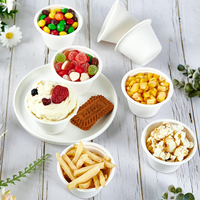 Gobelets à condiments en fibre de bagasse de 4 oz gobelet à soufflé en papier jetable contenant biodégradable naturel pour charcuterie trempettes sauce tastin