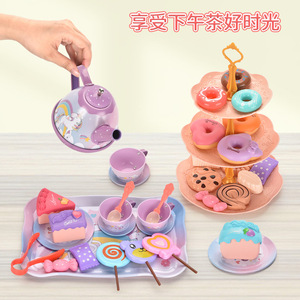 Ensemble de fête du thé pour filles, ensemble de cuisine d'imitation, jouet de cuisine de simulation avec desserts, biscuits, beignets et théière, cadeau de jeu de rôle de princesse - Product Image 2