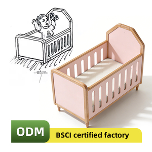 Safe Beech Multifunctional Wood Baby Bed Baby Portable Toddler Wooden <strong>Cribs</strong> Nursery School Cot Bed Kids Room Furniture - Product Image 1