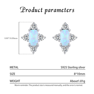 Real S925 Sterling Silver Elegant Natural <b>Opal</b> Stud <b>Earrings</b> for Women Trendy Wedding Engagement Fine Jewelry Bijoux - Product Image 4