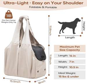 Sac de transport <span class=keywords><strong>pour</strong></span> animaux de compagnie souple et portable, sac à main respirant en maille <span class=keywords><strong>pour</strong></span> <span class=keywords><strong>chien</strong></span> avec 4 grandes poches <span class=keywords><strong>pour</strong></span> les voyages en plein air - Product Image 5