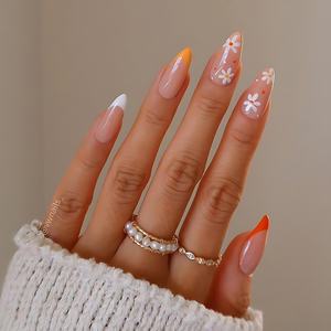 Vente en Gros de Motifs Floraux Design Moyen Amande Coloré <span class=keywords><strong>Pastel</strong></span> Français Conseils Appuyez sur les Ongles - Product Image 2