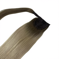 Queue de cheval en cheveux humains 100% Remy, double épaisseur, naturelle, à nouer, tissage droit, 18 pouces, marque Amonhair, vente en gros