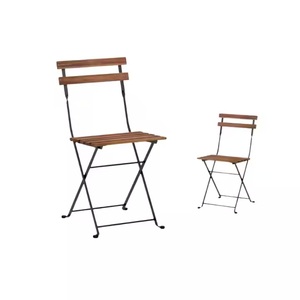 Juego de muebles de exterior con 1 mesa y 2 sillas de alta calidad, cómodas sillas plegables de madera, diseño moderno, uso en balcón - Product Image 5