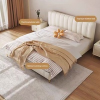 Lit double moderne et simple en cuir véritable de première qualité, rembourré, avec fonction de rangement, style luxe léger pour chambre principale