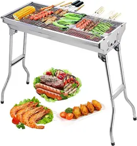 Folding Portable Barbecue Charcoal Grill Convenient Stainless Steel Charcoal Grill Camping Outdoor Foldable Charcoal Grill