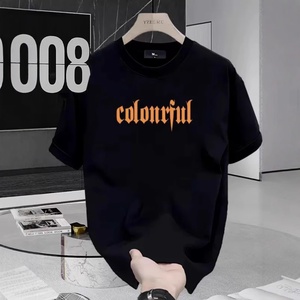 T-shirt a maniche corte in puro cotone traspirante da 230 g, stile americano geometrico, per giovani, uomo e donna, <span class=keywords><strong>moda</strong></span> estiva di marca - Product Image 3