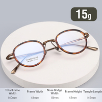 Monture de lunettes en alliage de titane à monture complète, petite taille 44, design à anneau intérieur, ronde, unisexe, à la mode, transparente, pour la lecture