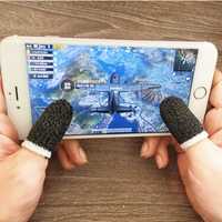 Fundas de pulgar para juego de teléfono móvil, cubierta antideslizante para dedo, a prueba de sudor, fibra de carbono de cobre plateado