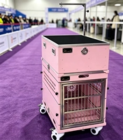 Einzelner Faltbarer Hunde-Transportkäfig Nr. 1 mit Pflegewerkzeugbox & Rädern