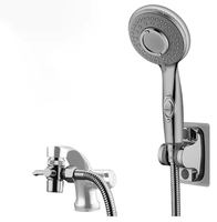 Pommeau de Douche Haute Pression en Laiton 5 Fonctions Écologique Économiseur d'Eau Chromé 5 Modes Réglables avec Support de Tuyau Garantie 5 Ans