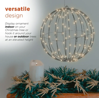 Guirlandes lumineuses sphériques de Noël pour l'intérieur et l'extérieur, IP44, pliables, 10 cm, 20 cm, 30 cm, 40 cm, 50 cm, boules décoratives suspendues avec structure en fer