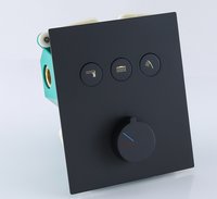 Robinet mitigeur de bain-douche, noir, 3 fonctions, bouton-poussoir dissimulé robinet de dérivation à 3 voies pour la salle de bains, livraison gratuite