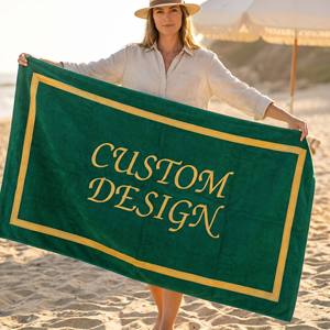 Serviette de plage en coton de haute qualité, surdimensionnée, anti-sable, avec logo imprimé, vente chaude d'été - Product Image 1
