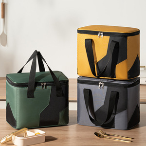 Bolsa Térmica para Almuerzo, de Tela Oxford con Forro de Aluminio, Gran Capacidad, Portátil, para Picnic al Aire Libre, Color Gris, Verde Militar, Amarillo - Product Image 1