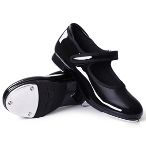 UE et États-Unis en stock vente en gros de chaussures de claquettes en cuir à sangle <span class=keywords><strong>facile</strong></span> chaussures de danse en PU brillant chaussures de claquettes pour femmes et hommes - Product Image 3