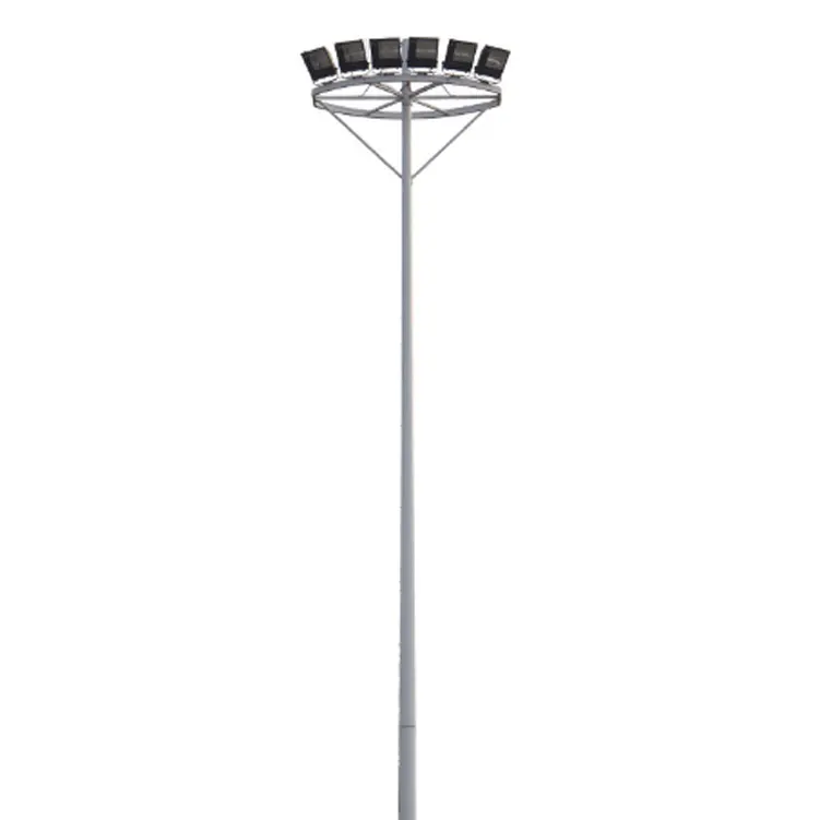 Stahl konischer Hochmast mast mit Hebe system Q235 30m hoher Mastmast Mit 300W 400W 500W 600W 800W LED-Flutlicht