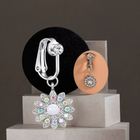 Faux bijoux de corps Xinfocus : Nouvelle tendance, faux piercing de nombril en forme de fleur, bijoux de corps sans perçage