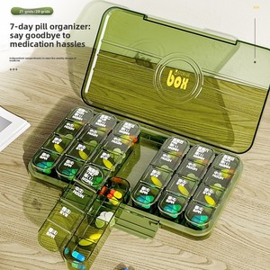 Pastillero Portátil de Gran Capacidad con Recordatorio de Tres Comidas al Día y Siete Días de la Semana, Dispensador de 48 Compartimentos - Product Image 1