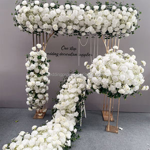 Arco nuziale con fiori ad <span class=keywords><strong>angolo</strong></span> per esterni sfondo bianco floreale da tavolo Runner da sposa decorazione ad arco floreale - Product Image 1